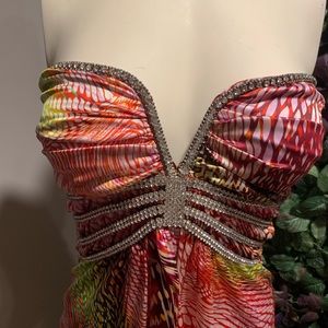 Sky Rhinestone Diamond Strapless Color Dress